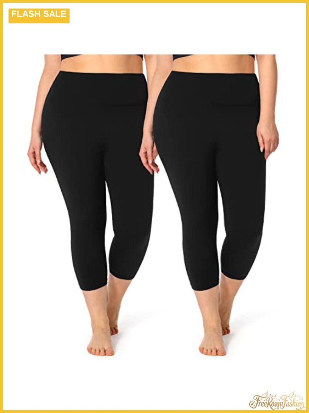 Plus Size High Waisted Tummy Control Capri Leggings Women 2 Pack Yoga Pants